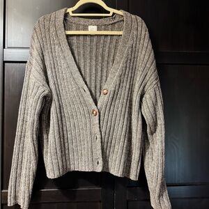 A New Day Brown Cardigan Sweater with Ribbed Knit